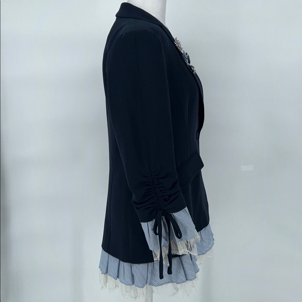Cinq A Sept Women’s Roxie Contrast Trim Blazer In Navy Blue Size 6 - Picture 9 of 16
